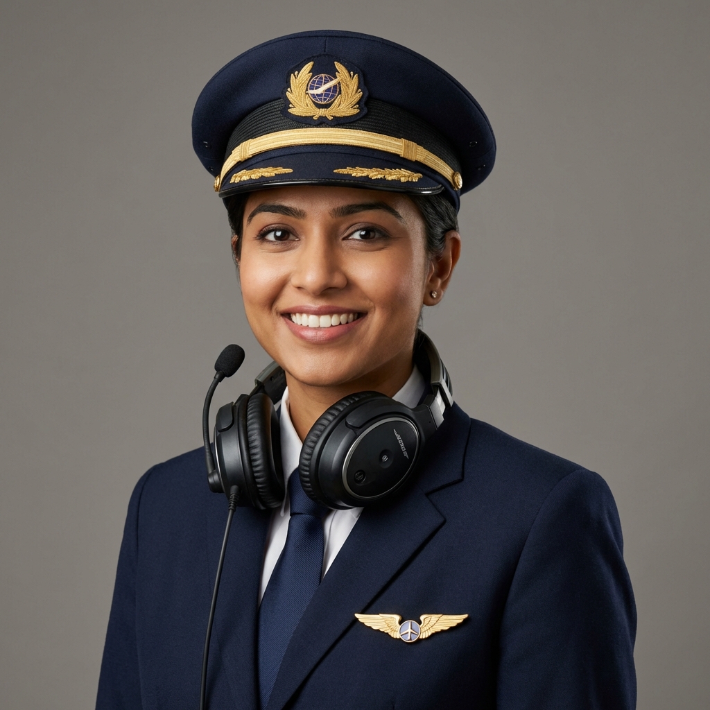 Professional Indian female airline pilot